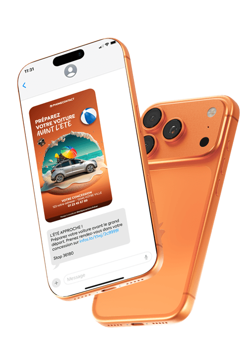 Aperçu visuelle d'un téléphone avec conversation mms